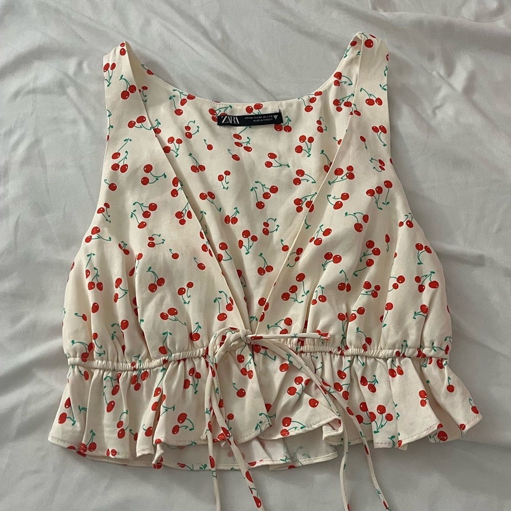 Zara Cherry Silky Tank Top
